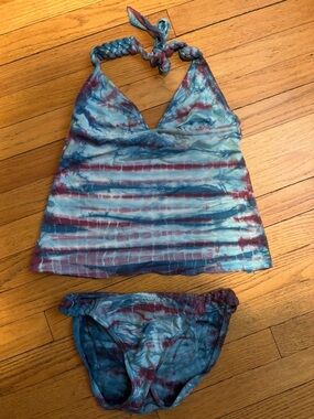 Lucky Brand Tie-Dye Halter Tankini Bikini Set Size Small